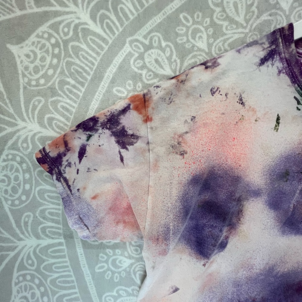 CLEMSON TIE DYE ART TO WEAR T TEE SHIRT TOP ORANGE PURPLE 🐾 PAW PRINTS L LARGE - Picture 7 of 14